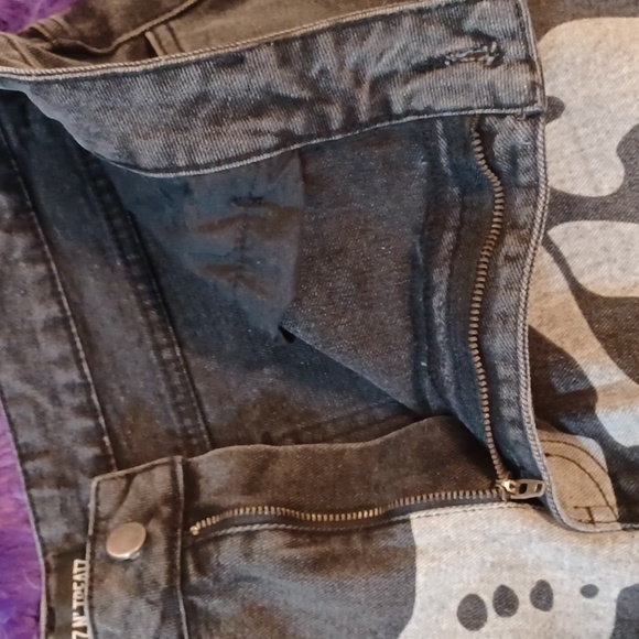 DOLLSKILL TRICKZ N TREATZ XXL WIDE LEG HIGH WAISTED PANTS SKELETON BONES GREY - Picture 9 of 14